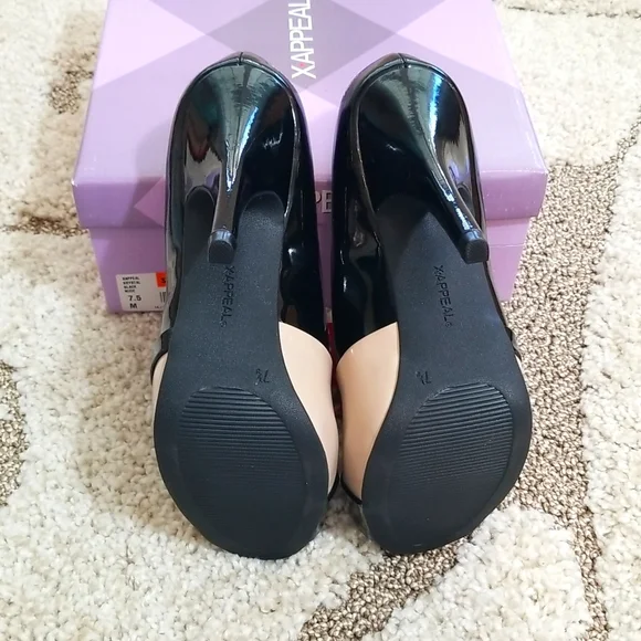 Black/nude retro style stiletto 7.5 - Picture 6 of 9